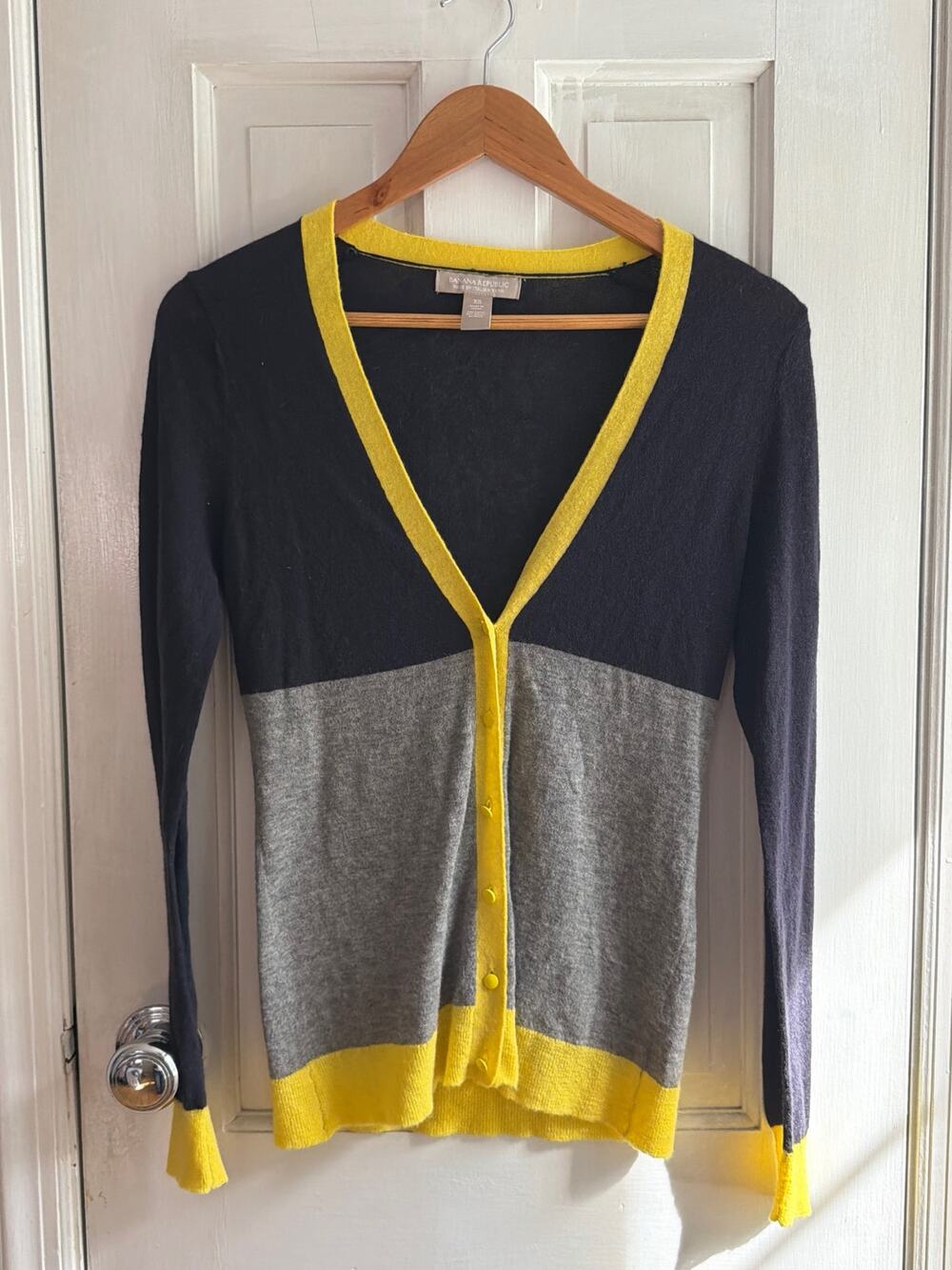 Banana Republic Italian Yarn Alpaca Wool Blend Colorblock Cardigan Sweater XS